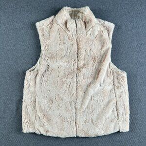 Aqua Faux Fur Cream Beige Zip Up Vest with Pockets Size Medium M